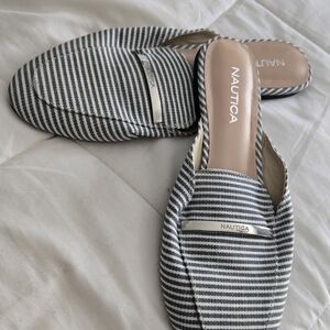 Nautica Women's Navy and White Striped Mules